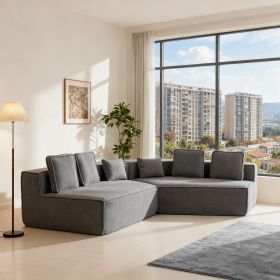Extra-Large Modular Compression Sofa 131.89" W*62.20" D*26.18" H  for Family Living Rooms, Space-Saving Vacuum-Packed Design (Color: Gray)