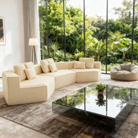 Extra Large Modular Compressed Sofa, 181.10 × 78.15 × 26.18-inch Oversized Sectional Couch, Vacuum Packed for Easy Shipping (Color: Beige)