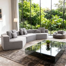 Extra Large Modular Compressed Sofa, 181.10 × 78.15 × 26.18-inch Oversized Sectional Couch, Vacuum Packed for Easy Shipping (Color: Smoke Gray)