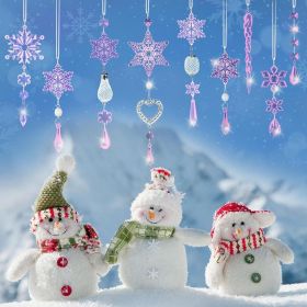 Crystal Ornaments Christmas Tree Decorations - 21pcs Christmas Tree Ornaments Sparkling Dazzling Festival Party Decoration Crystal Snowflake Desi (Color: Pink)
