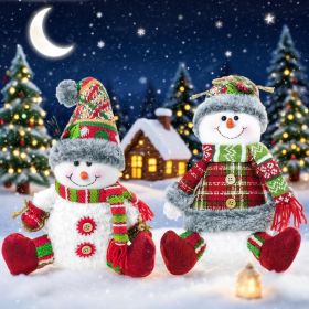 DearSun 13" H Christmas Snowman Family with Red Knitted Scarf and Hat Christmas Decor (Color: 2pcs 13"h Sitting Snowman)
