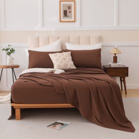 four-piece bed set, Q (Color: Brown)