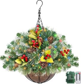 1pcs 20 Inch Christmas Hanging Basket Decorations with 30LED Warm White&Multicolored Light, Remote Control, 8 Mode, Timer (Color: Color 4)