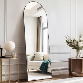 Floor Standing Mirror, Wall Mirror with Stand Aluminum Alloy Thin Frame,21''*64'' (Color: Black-arched-64IN)
