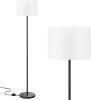 Modern Floor Lamp Simple Design with White Shade, Foot Pedal Switch, 60" Small Tall Lamps for Living Room Bedroom Office Dining Room Kitchen