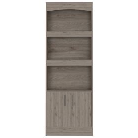 Durango Bookcase; Three Shelves; Double Door Cabinet (Color: Light Gray)