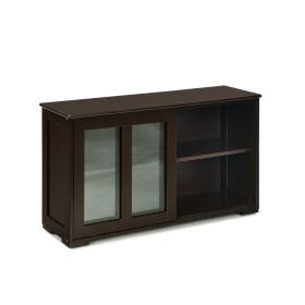 Sideboard Buffet Cupboard Storage Cabinet with Sliding Door (Color: Brown)