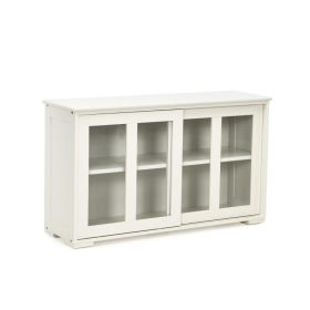 Sideboard Buffet Cupboard Storage Cabinet with Sliding Door (Color: White)