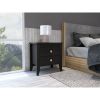 Breeze Four-Legged Modern Bedroom Nightstand, with Two Drawers, Black