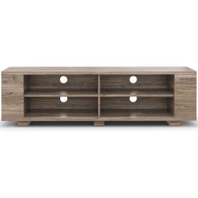 Wooden TV Stand with 8 Open Shelves for TVs up to 65 Inch Flat Screen (Color: Light Gray)