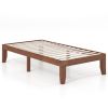 14 Inch Twin Size Rubber Wood Platform Bed Frame with Wood Slat Support