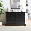 Modern Farmhouse 6-Drawer Chest of Drawers for Bedroom, Wooden Bedroom Drawer Dresser with 6 Storage Drawers,6 Drawer Dresser Chests for Bedroom