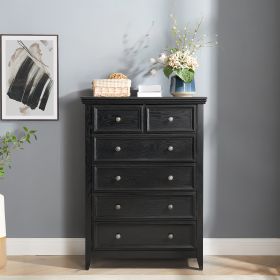 Modern 6 Drawers Dresser 6 Drawers Cabinet,Chest of Drawers Closet Organizers and Storage Clothes Storage Drawers Cabinet for Living Room (Material: MDF, Color: Black)