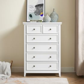 Modern 6 Drawers Dresser 6 Drawers Cabinet,Chest of Drawers Closet Organizers and Storage Clothes Storage Drawers Cabinet for Living Room (Material: MDF, Color: White)