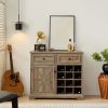 Farmhouse Buffet Cabinet with Storage Sideboard with 2 Drawers, Wine Bar Cabinet with Removable Wine Racks Storage Shelves