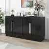 Sideboard with 4 Doors Large Storage Space Buffet Cabinet with Adjustable Shelves and Silver Handles for Kitchen,Dining Room,Living Room