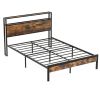Twin/Full/Queen Bed Frame with Storage Headboard and Charging Station