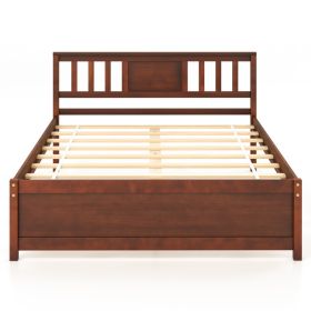 Wooden Platform Bed with Headboard and Wood Slat Support (size: Full Size)