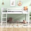 Twin Size Wood Low Loft Bed with Ladder, ladder can be placed on the left or right