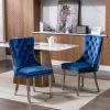 Modern High-end Tufted Solid Wood Contemporary Velvet Upholstered Dining Chair with Chrome Stainless Steel Plating Legs,Nailhead Trim,Set of 2