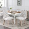 Modern High-end Tufted Solid Wood Contemporary Flax Upholstered Dining Chair with Wood Legs Nailhead Trim 2-Pcs Set