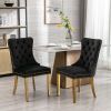 Modern High-end Tufted Solid Wood Contemporary Velvet Upholstered Dining Chair with Chrome Stainless Steel Plating Legs,Nailhead Trim,Set of 2