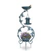 37.8 inch Bird Bath and Solar Bird Feeders Combo with Flower Planter Pedestal, Weather Resistant Metal Bird baths for Outdoors