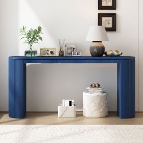 Curved Design Console Table with Unique Vertical Stripe Design ,Suitable for Living Room,Study and Entrance (Color: Navy, Material: MDF)