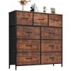 Dresser For Bedroom With 9 Fabric Storage Drawer Wardrobe Tall Chest Organizer Closet Adult Kids Clothes Cabinet Furniture