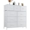 Dresser For Bedroom With 9 Fabric Storage Drawer Wardrobe Tall Chest Organizer Closet Adult Kids Clothes Cabinet Furniture
