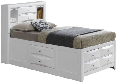Stylish White Twin Storage Bed For Modern Spaces (Color: as Pic)