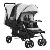VEVOR Double Stroller, Foldable Lightweight Twin Stroller with Tandem Seating, Adjustable Backrest/Footrest, Wrap-Around Safety Harness