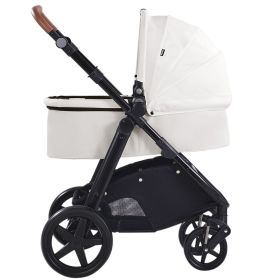 VEVOR Travel System Stroller with Infant Bassinet, 2-in-1 Baby Cradle Stroller Combo, Reversible Seat, Easy One-button Folding (Color: White)