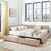 Queen Size Storage Upholstered Tufted Bed Frame, Sofa Bed Frame with Comfortable Backrest and Armrests, Queen Size Bed for Bedroom, Living Room,Velvet