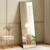 Floor Standing Mirror, Wall Mirror with Stand Aluminum Alloy Thin Frame,21''*64'',Black-rect