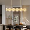 Crystal Brass Rectangle Chandeliers for Dining Room, 54in Gold Farmhouse Chandeliers for Dining Room