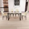 51" 4 person glass dining table set, kitchen set with black metal leg dining table and chairs