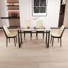 51" 4 person glass dining table set, kitchen set with black metal leg dining table and chairs