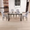 51" 4 person glass dining table set, kitchen set with black metal leg dining table and chairs