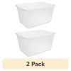 58 Quart Storage Box, Clear Plastic Storage Bin with Snap-on Lid, White