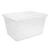 58 Quart Storage Box, Clear Plastic Storage Bin with Snap-on Lid, White