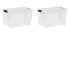 (2 pack)60 Qt. Plastic Storage Bins with Lids, Clear, Latching, Stackable, Totes