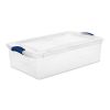 32 Quart Latch Box, Clear Plastic Storage Bin with Clear Lid, Blue