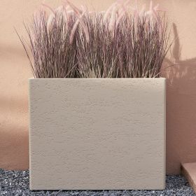 Tall Rectangular Composite Planter,Durable for All-Weather Use with Drainage Holes, Large Rectangular Planter for Outdoor and Indoor Plants (Color: White)