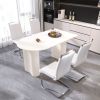 63 "medieval modern cream style MDF dining table and PU armless dining chair set 4. Assemble Desktop and Silver plated metal leg dining chair set
