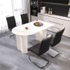63 "medieval modern cream style MDF dining table and PU armless dining chair set 4. Assemble Desktop and Silver plated metal leg dining chair set