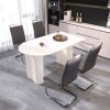 63 "medieval modern cream style MDF dining table and PU armless dining chair set 4. Assemble Desktop and Silver plated metal leg dining chair set