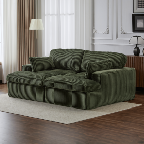 Double Chaise Lounge Chair Indoor,Oversized Upholstered Sleeper Cloud Couch,Deep Seat Luxury Sofa Bed,Sectional Sofa Chaise Love-seat (Color: Green)