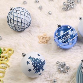 100MM/4 Inch 9PCS Large Christmas Balls Ornaments (Color: Bule & White)