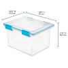 32 Quart Gasket Box, Weather-Resistant Clear Storage Bin with Lid, Blue